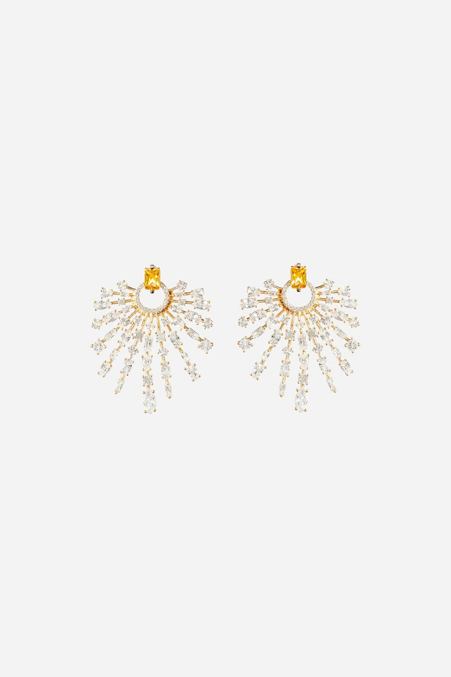 Nickho Rey Holly Earrings in Gold with Clear Stones – front view