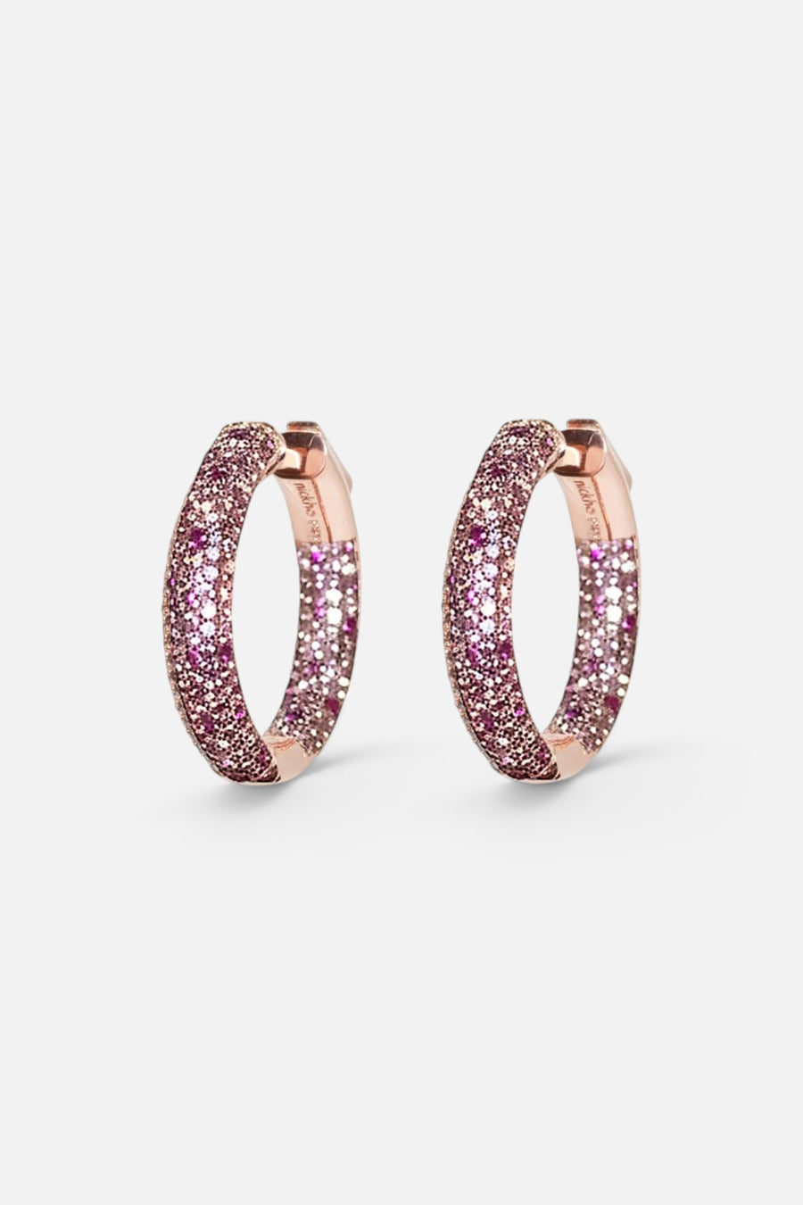 Nickho Rey Mini Tire Hoop in Rose Gold/Pink – front view