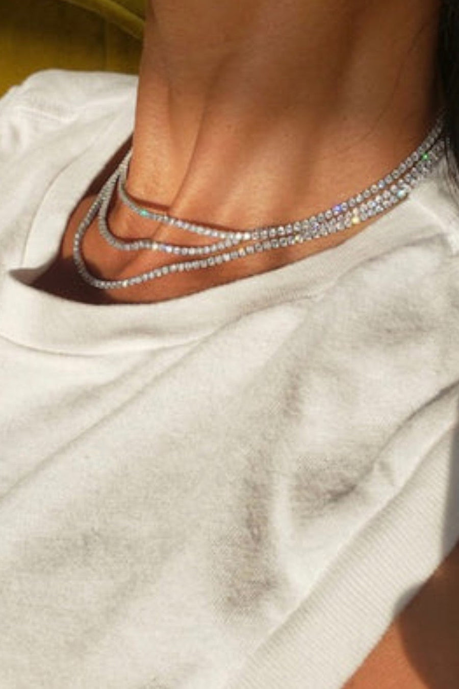 Nickho Rey Tish Tennis Necklace in White & Rhodium – back view