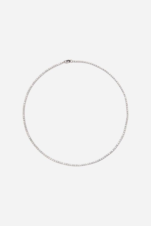 Nickho Rey Tish Tennis Necklace in White & Rhodium