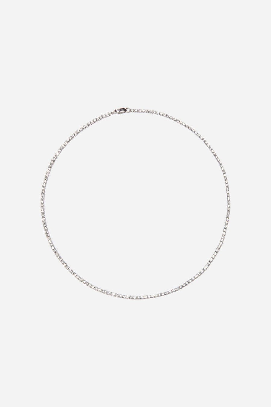 Nickho Rey Tish Tennis Necklace in White & Rhodium – front view