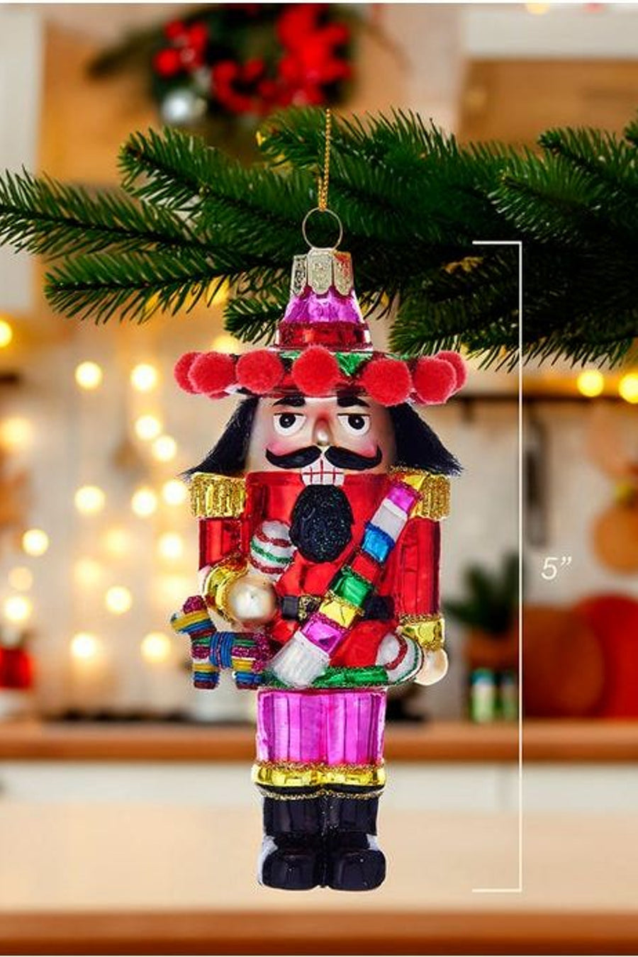Noble Gems Glass Mexican Nutcracker Ornament – detail