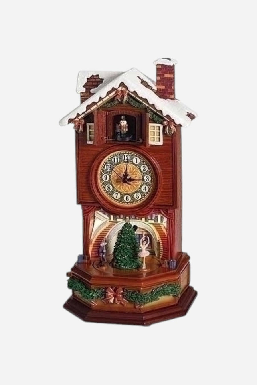 Nutcracker LED Rotating Musical Clock – three-quarter view