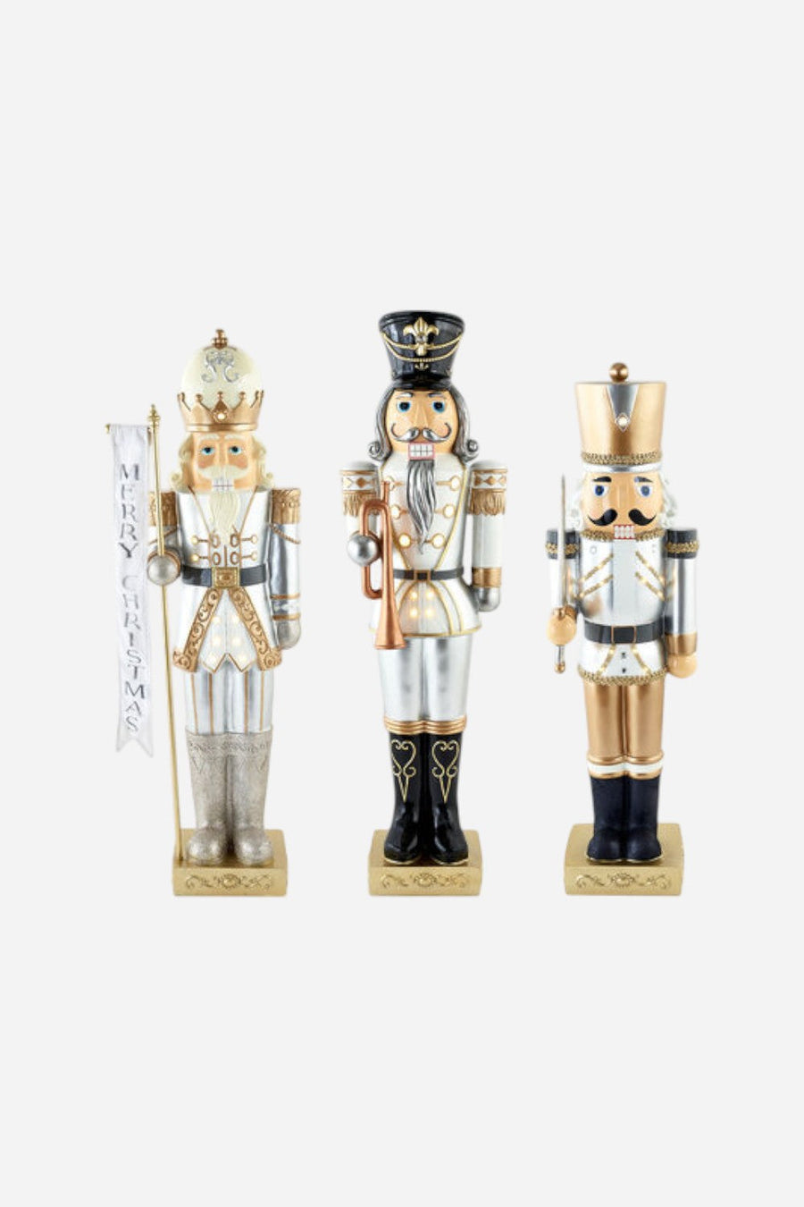 Nutcracker with Lights in Silver & Gold – front view