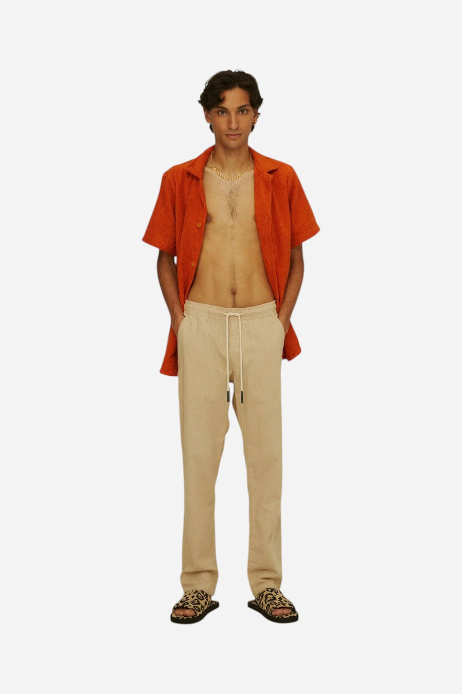 OAS Beige Linen Long Pant – back view