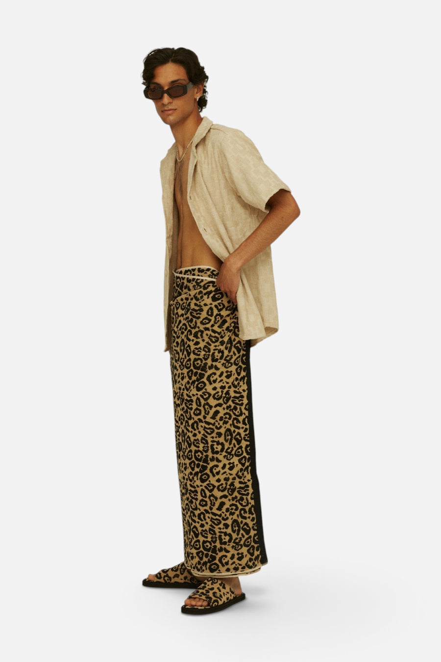 OAS Beige Machu Cuba Terry Shirt – on model