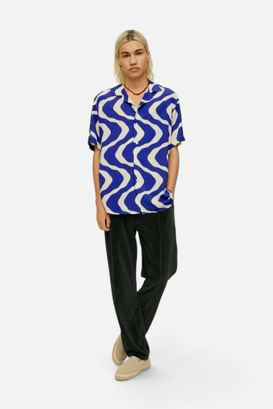 OAS Blue Rippling Viscose Shirt – back view