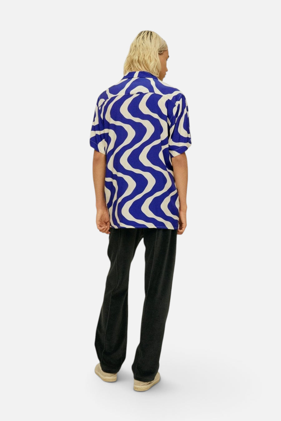 OAS Blue Rippling Viscose Shirt – detail