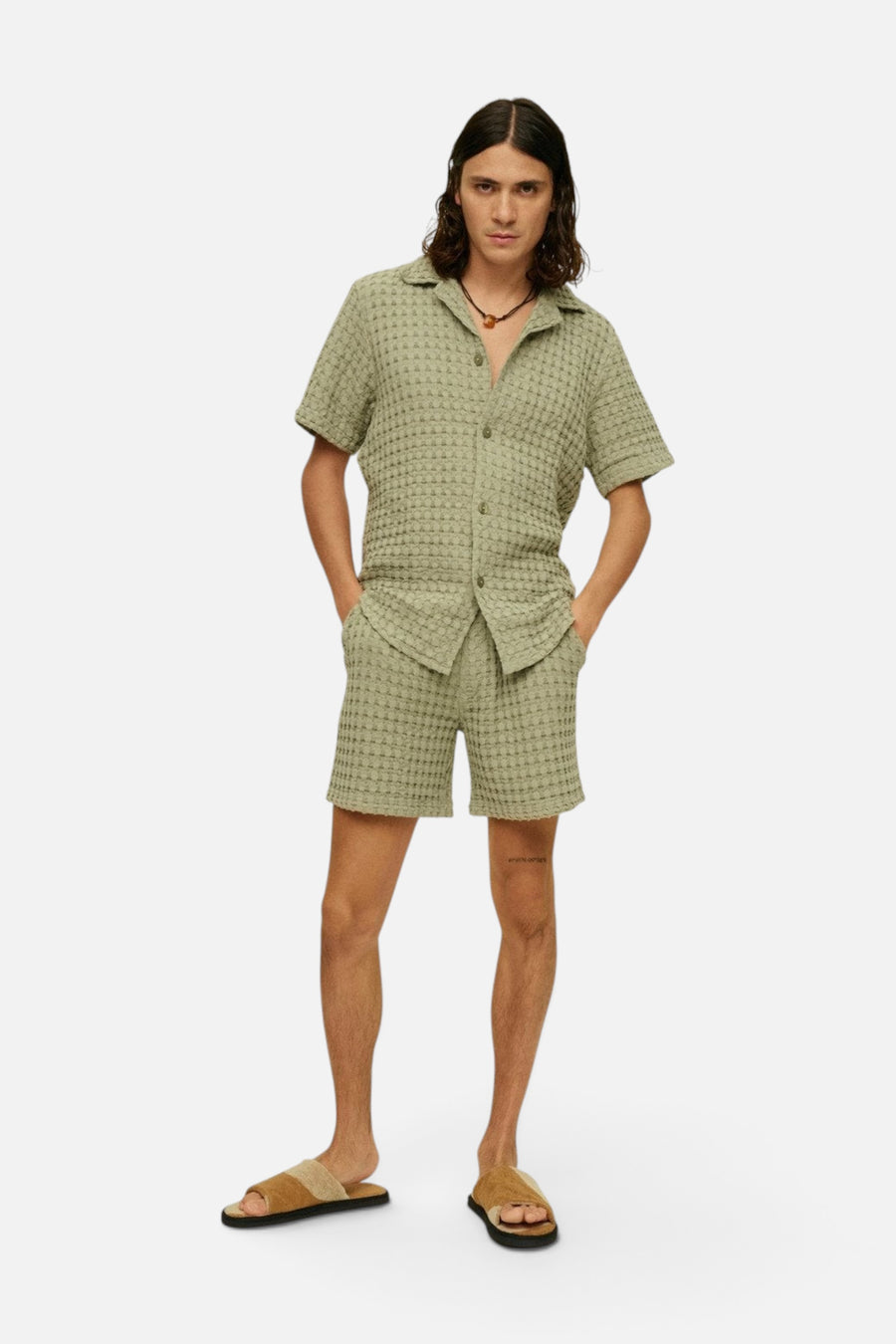 OAS Dusty Green Cuba Waffle Shirt – alternate