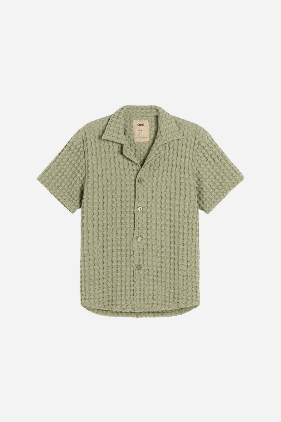 OAS Dusty Green Cuba Waffle Shirt – front view