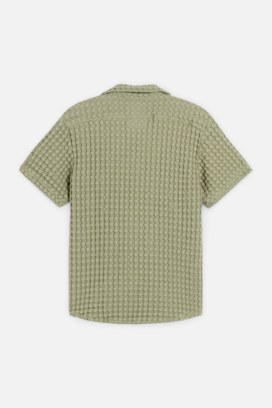 OAS Dusty Green Cuba Waffle Shirt – side view