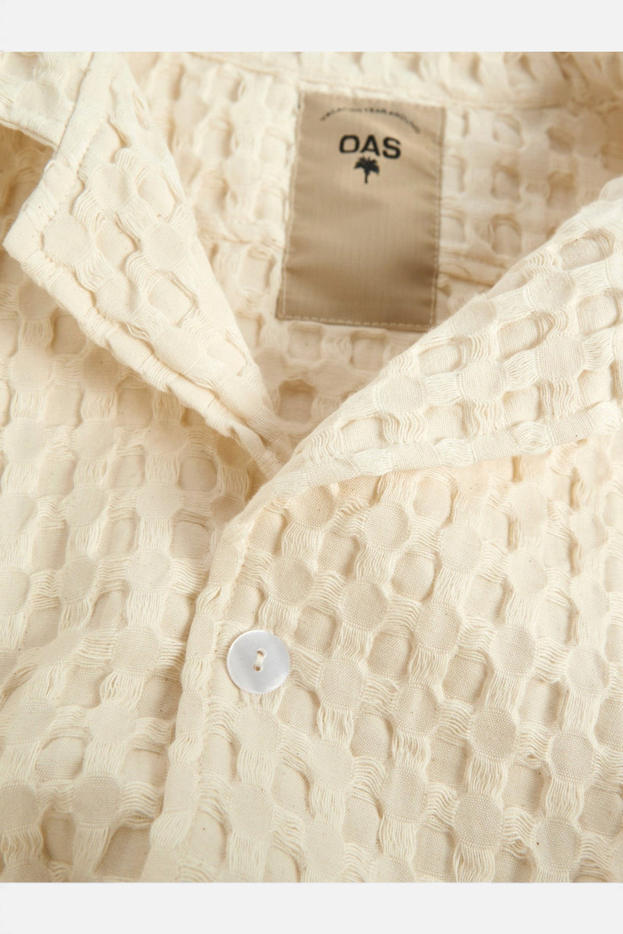 OAS Ecru Cuba Waffle Shirt – detail