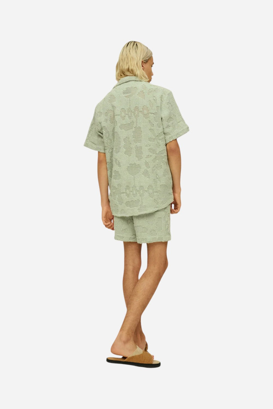OAS Galbanum Crochet Shorts – flat lay