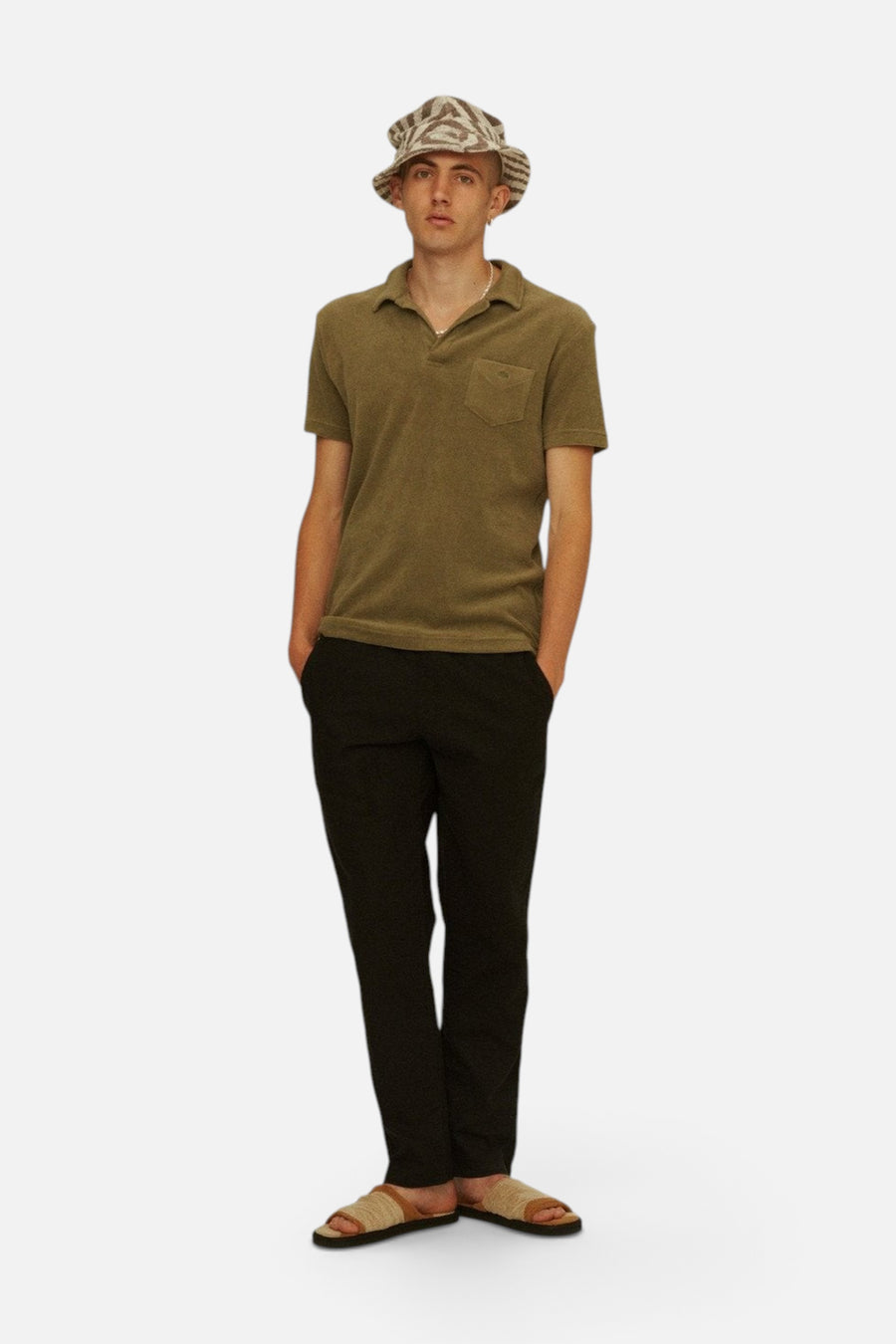 OAS Khaki Polo Terry Shirt – back view
