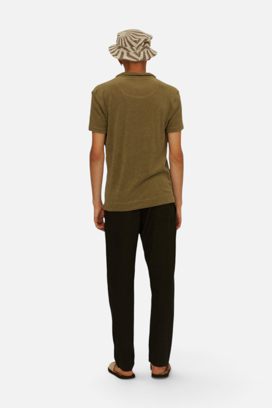 OAS Khaki Polo Terry Shirt – flat lay