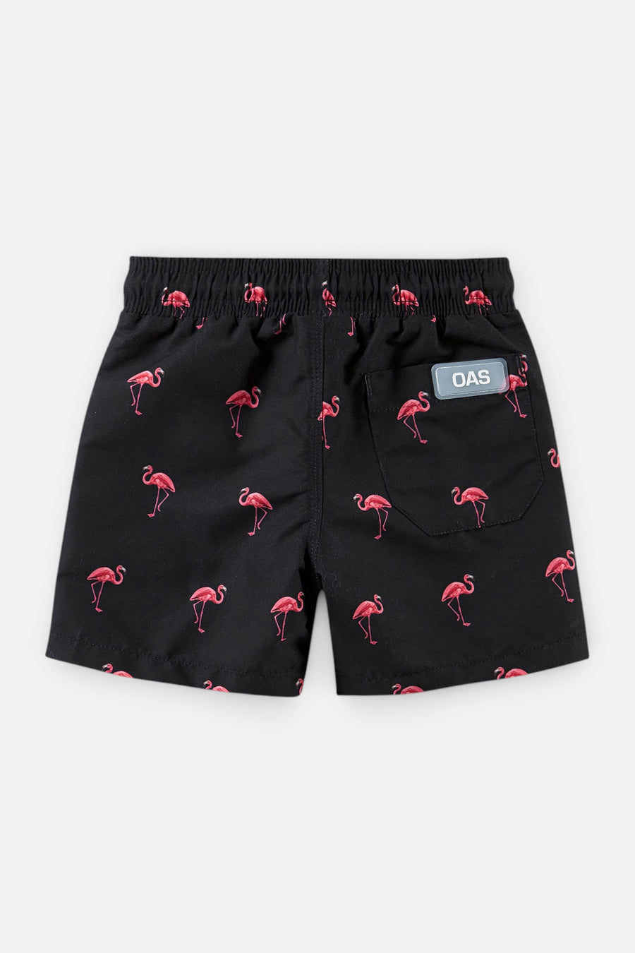OAS Kid Black Flamingo Swim Trunks – back view