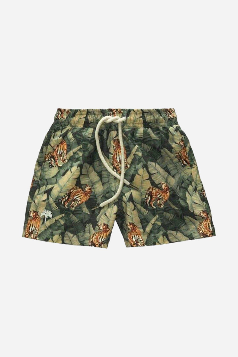 OAS Kids Roar Print Swim Trunks In Green – front view