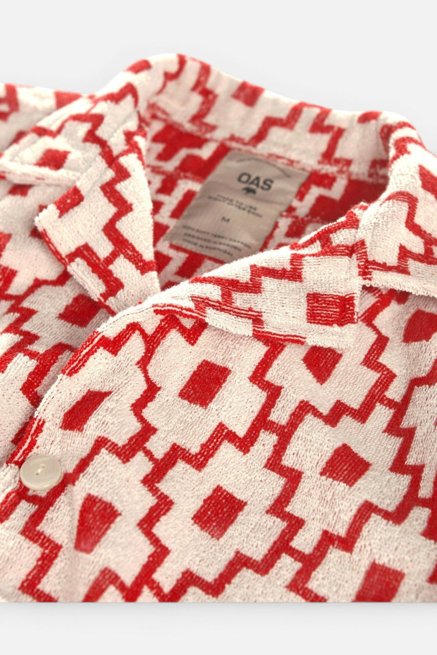 OAS Machu Terry Shirt in White and Red – back view