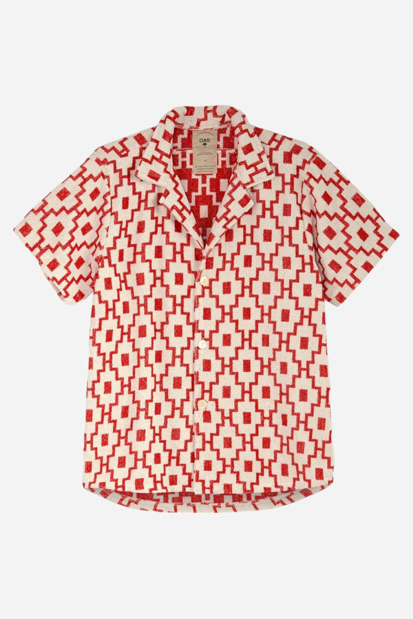 OAS Machu Terry Shirt in White and Red