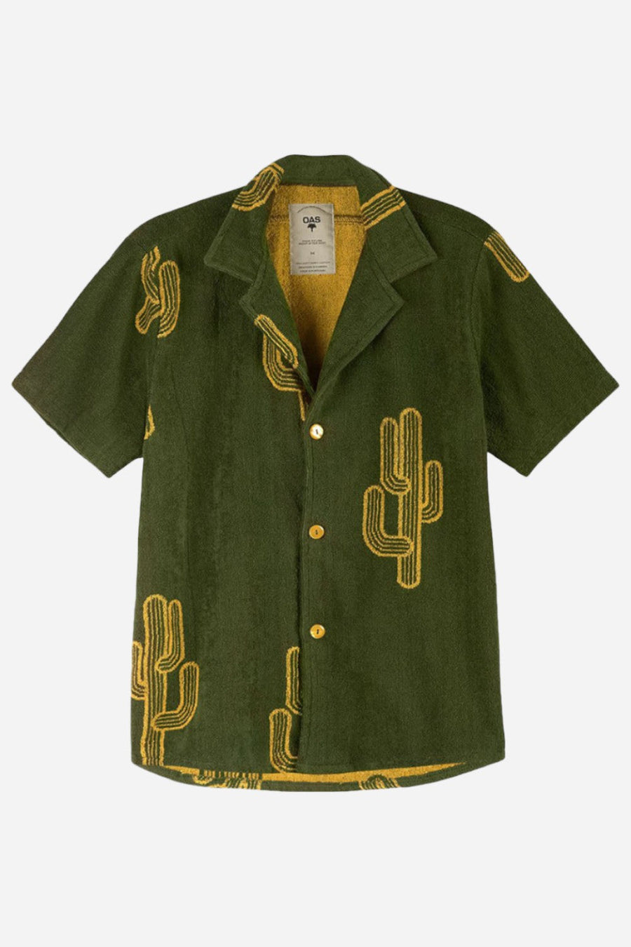 OAS Mezcal Cuba Terry Short Sleeve Shirt in Green – front view