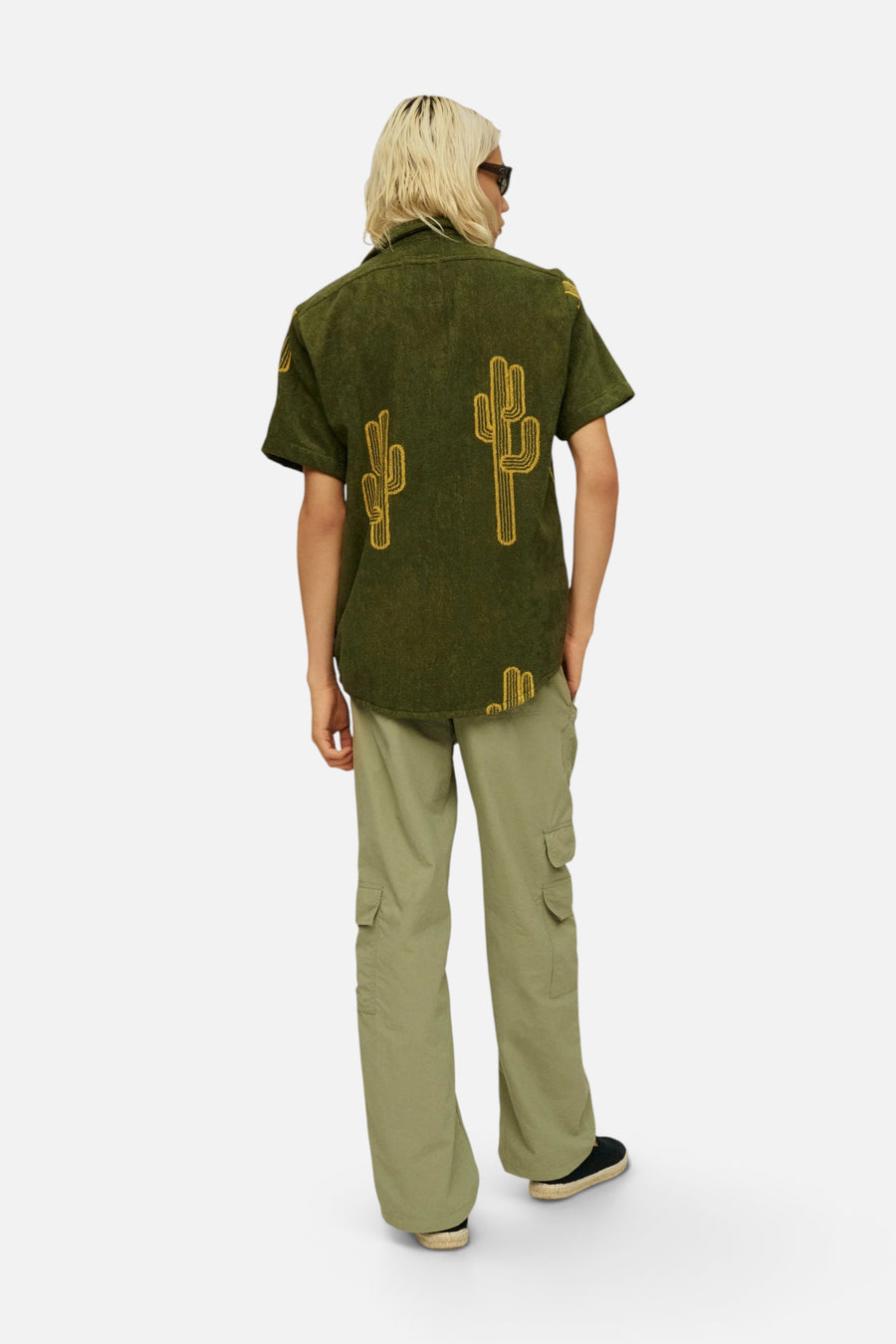 OAS Mezcal Cuba Terry Short Sleeve Shirt in Green – side view