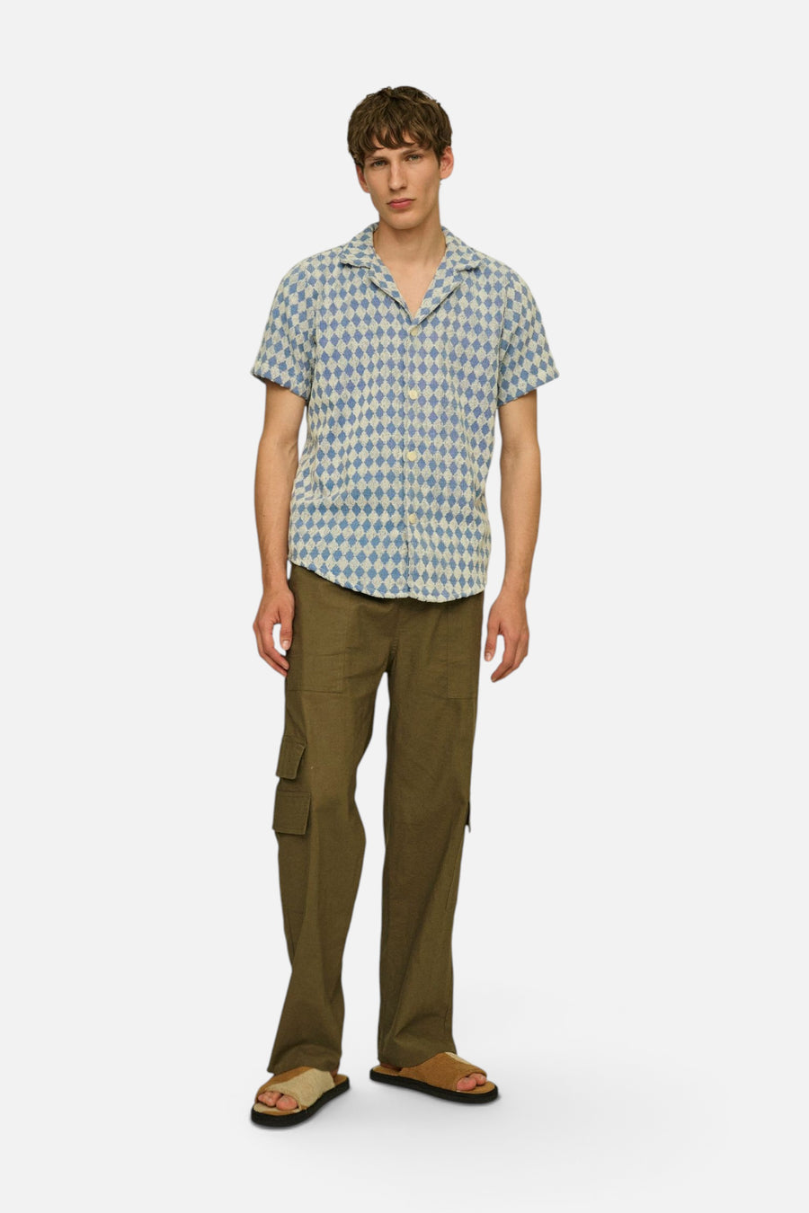 OAS Navy Diamond Cuba Terry Shirt – on model