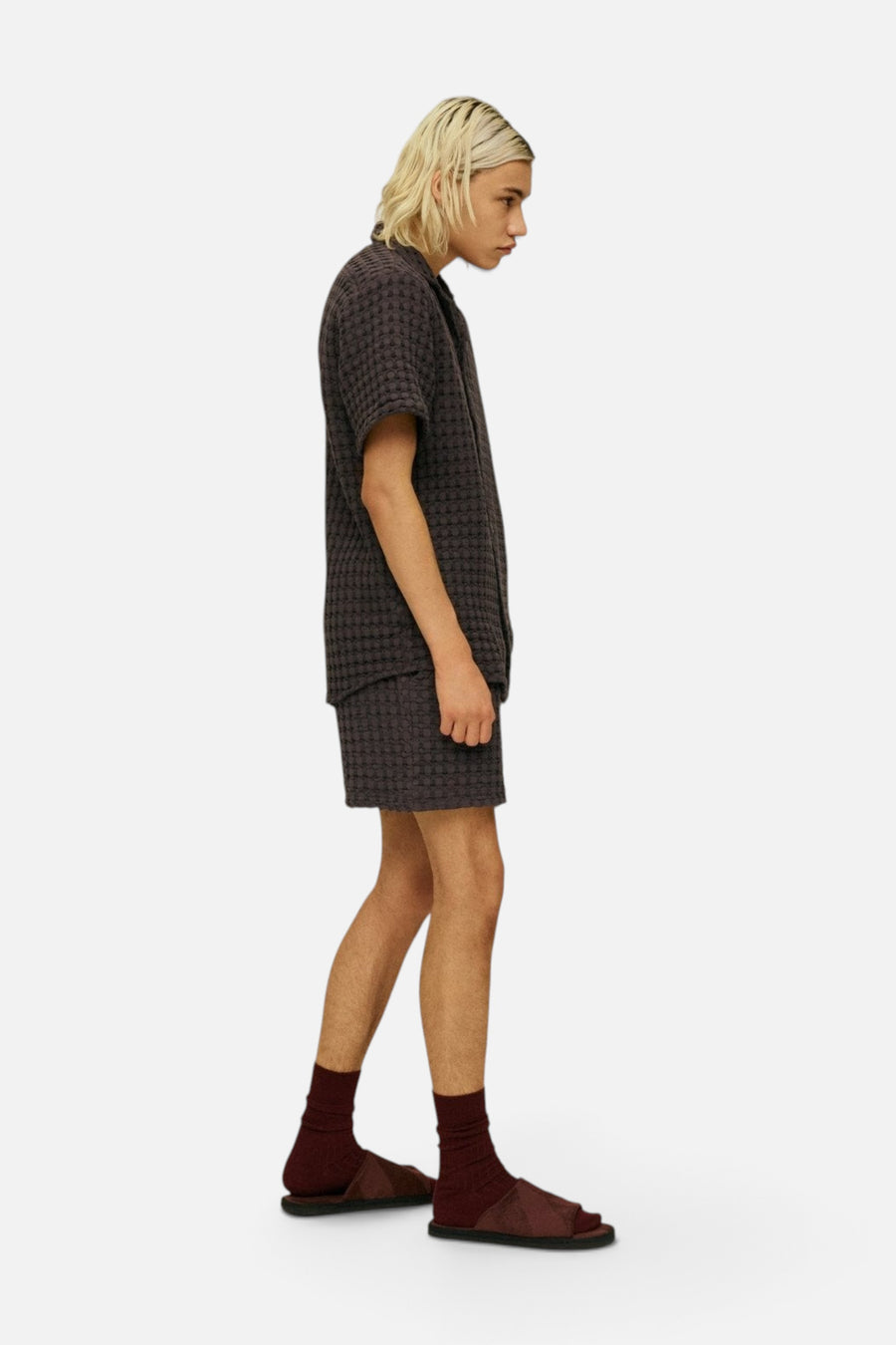 OAS Nearly Black Cuba Waffle Shirt – detail