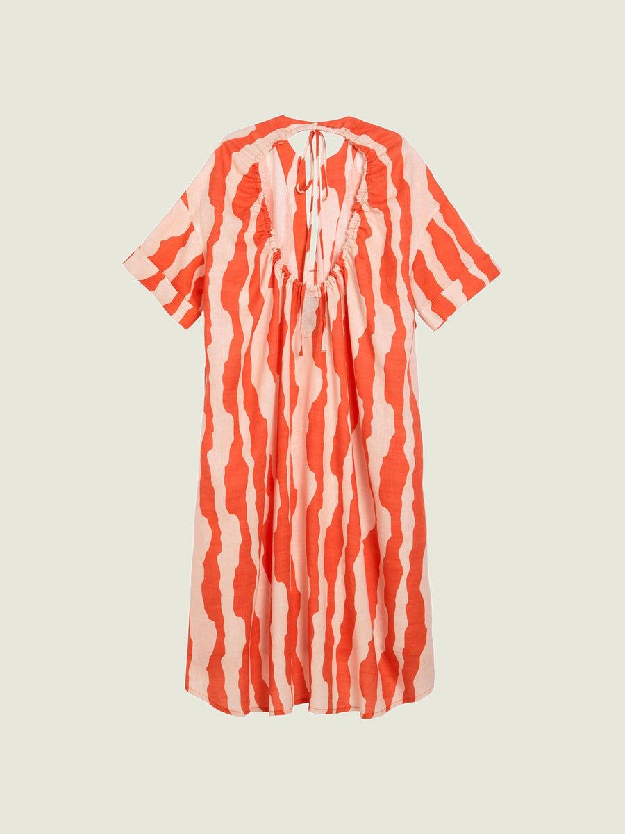 OAS Orange Calima Tangelo Linen Dress – back view