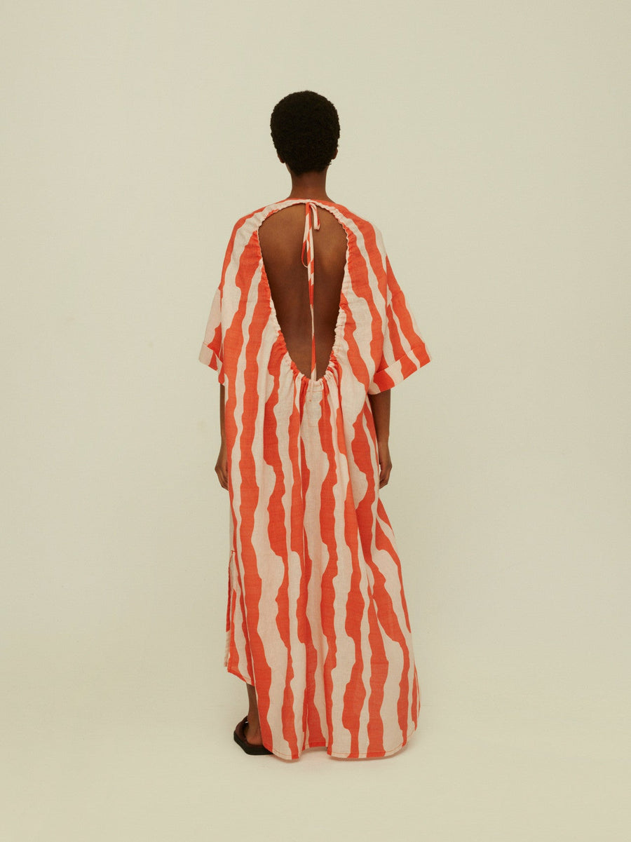 OAS Orange Calima Tangelo Linen Dress – detail