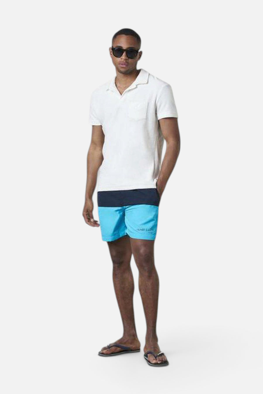 OAS Solid White Terry Polo – flat lay