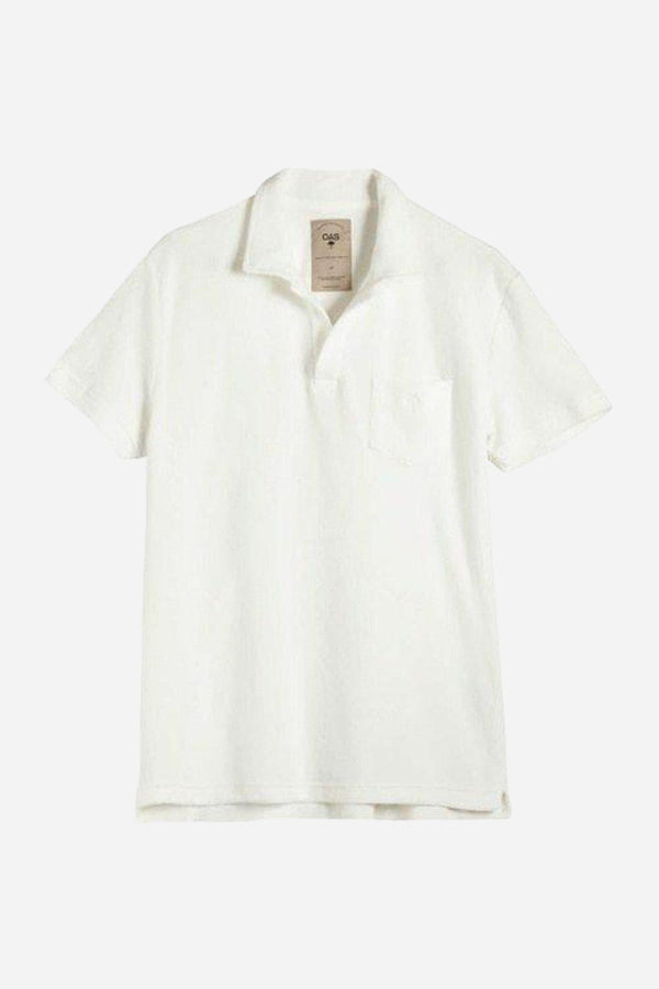 OAS Solid White Terry Polo
