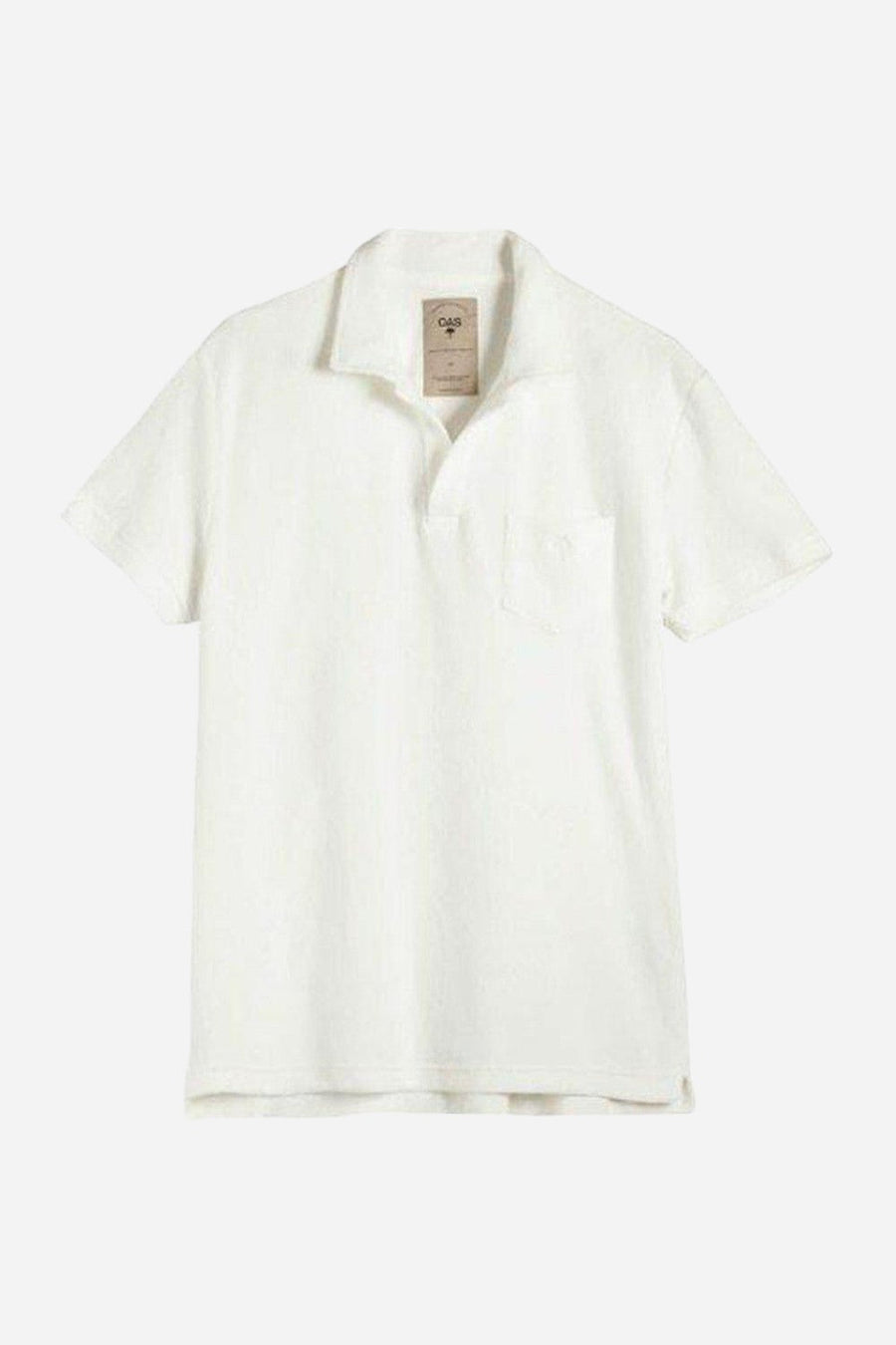OAS Solid White Terry Polo – front view