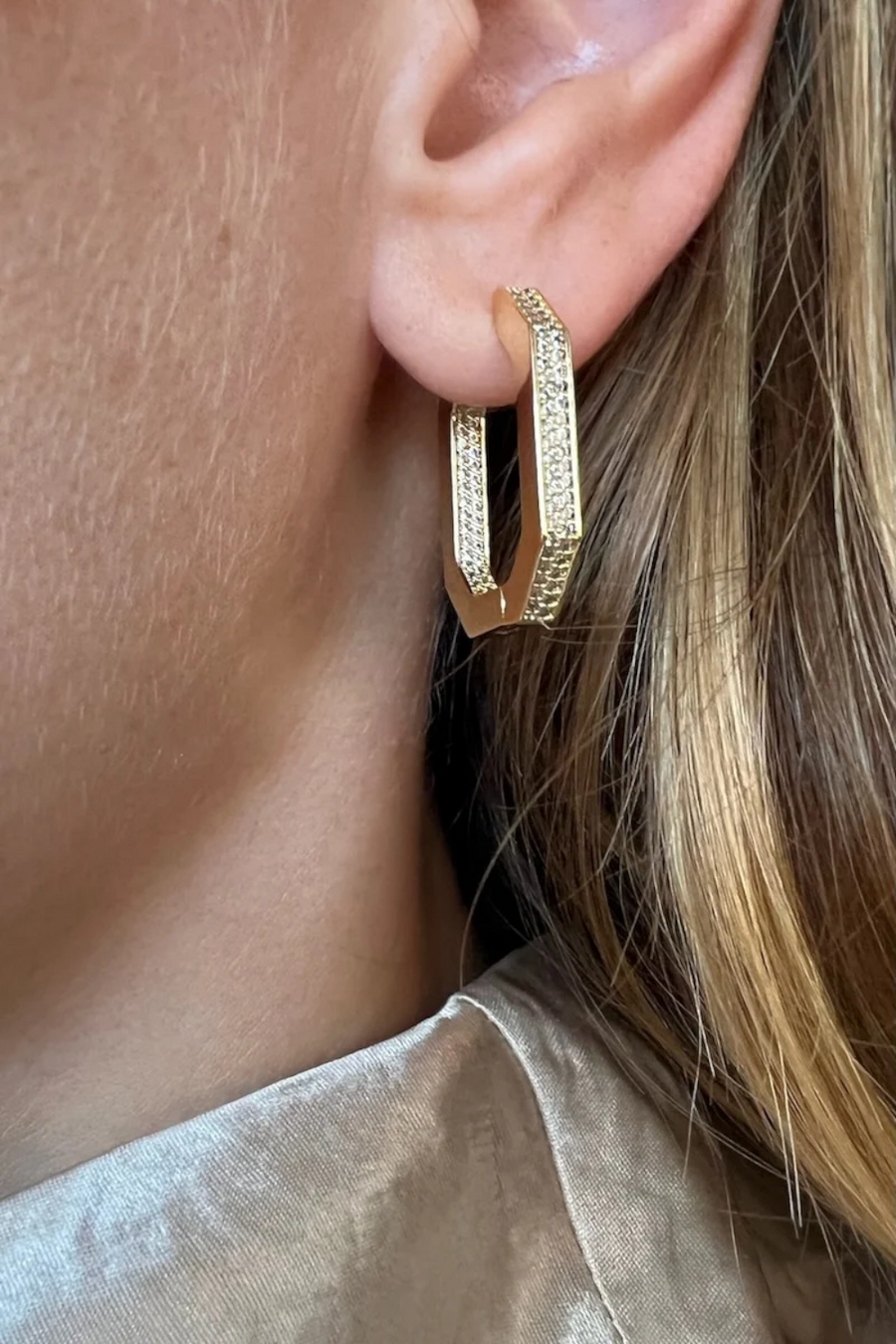 Native Gem Octavia Hoops in 14K Gold