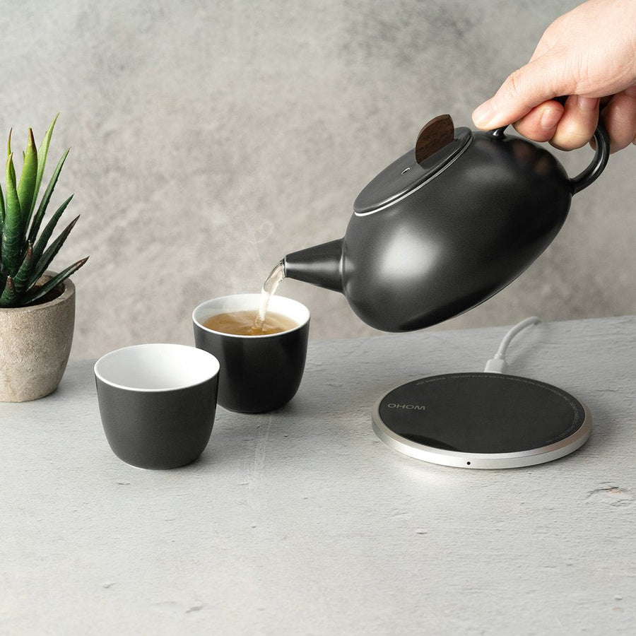 OHOM Leiph Self Heating Teapot & Charging Pad Set in Inkstone Black – detail