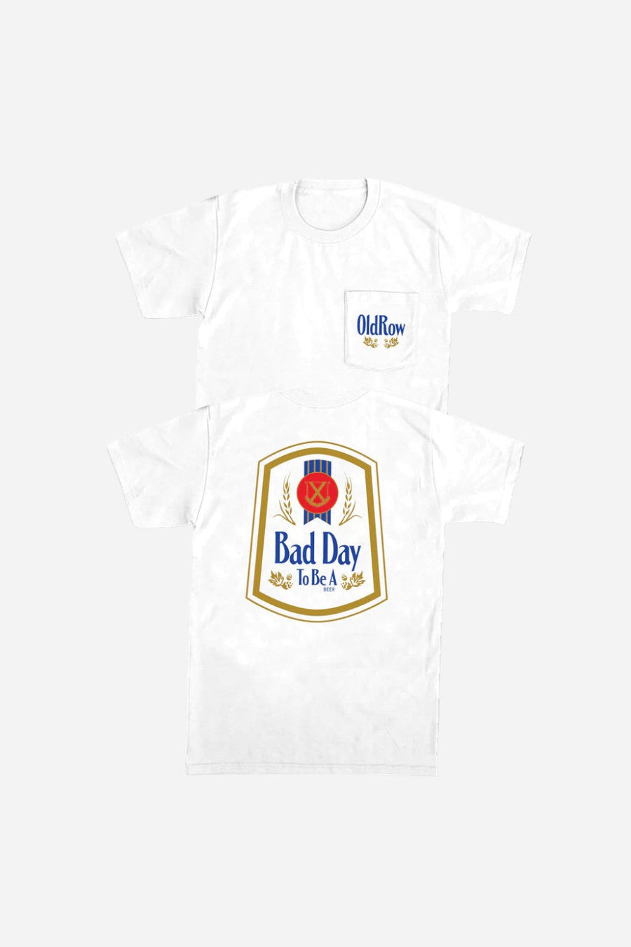 Old Row Bad Day to Be a Beer Natty Pocket Tee in White – front view