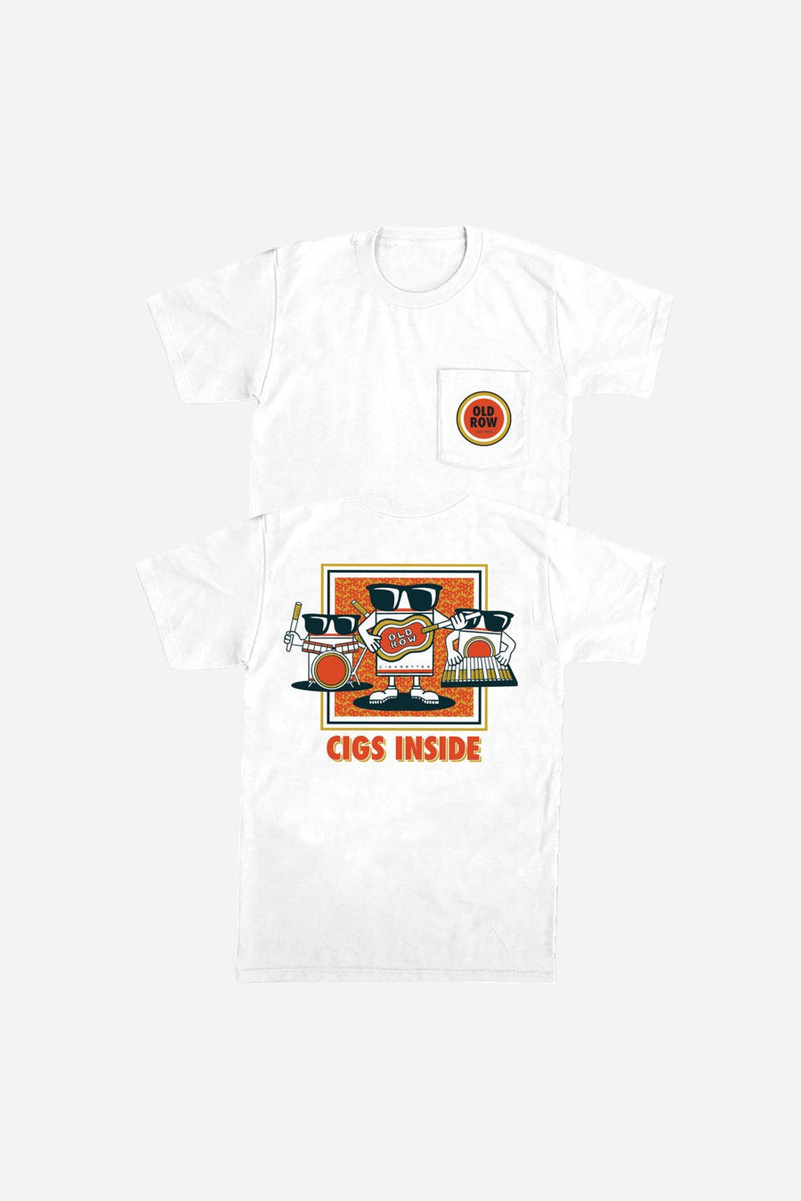 Old Row Cigs Inside Lucky Pocket Tee in White – front view