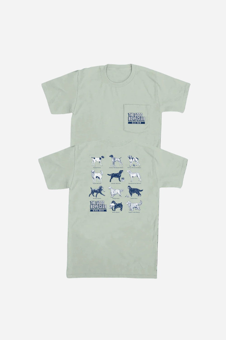 Old Row GBC Bird Dog Pocket Tee in Light Green – front view