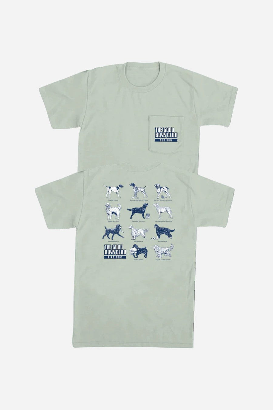 Old Row GBC Bird Dog Pocket Tee in Light Green – side view