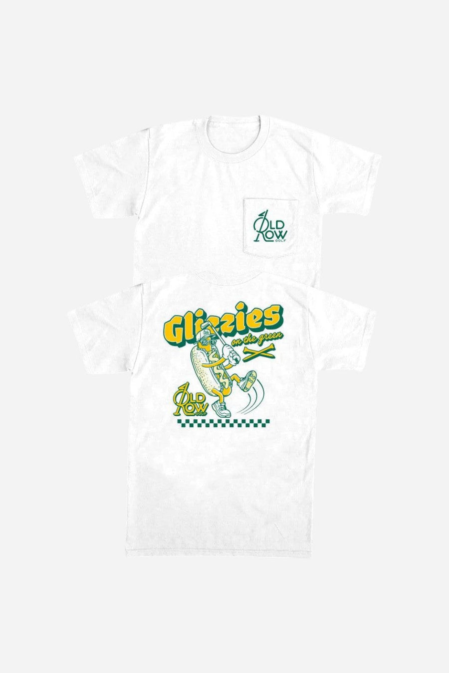 Old Row Glizzies On The Green Pocket Tee in White – front view