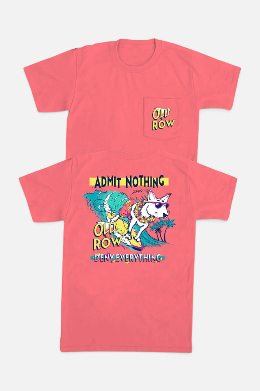 Old Row Hang Paw 2.0 Pocket Tee in Watermelon – flat lay front and back