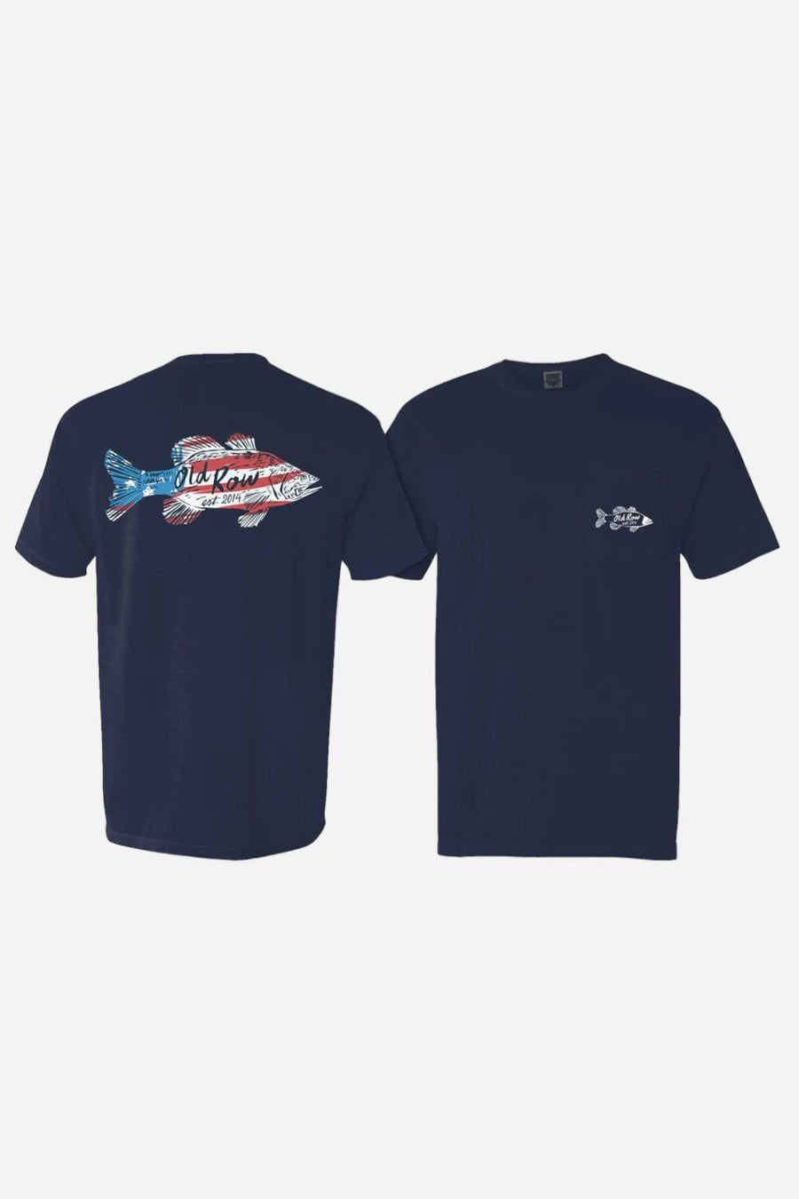 Old Row Outdoors Bass Usa Pocket Tee in Navy – front view