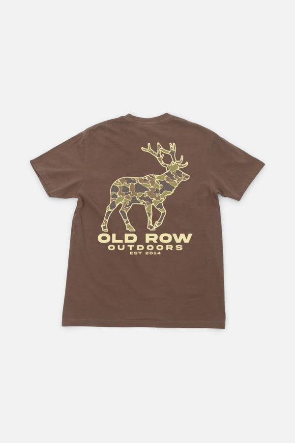 Old Row Outdoors Camo Moose Pocket Tee in Espresso