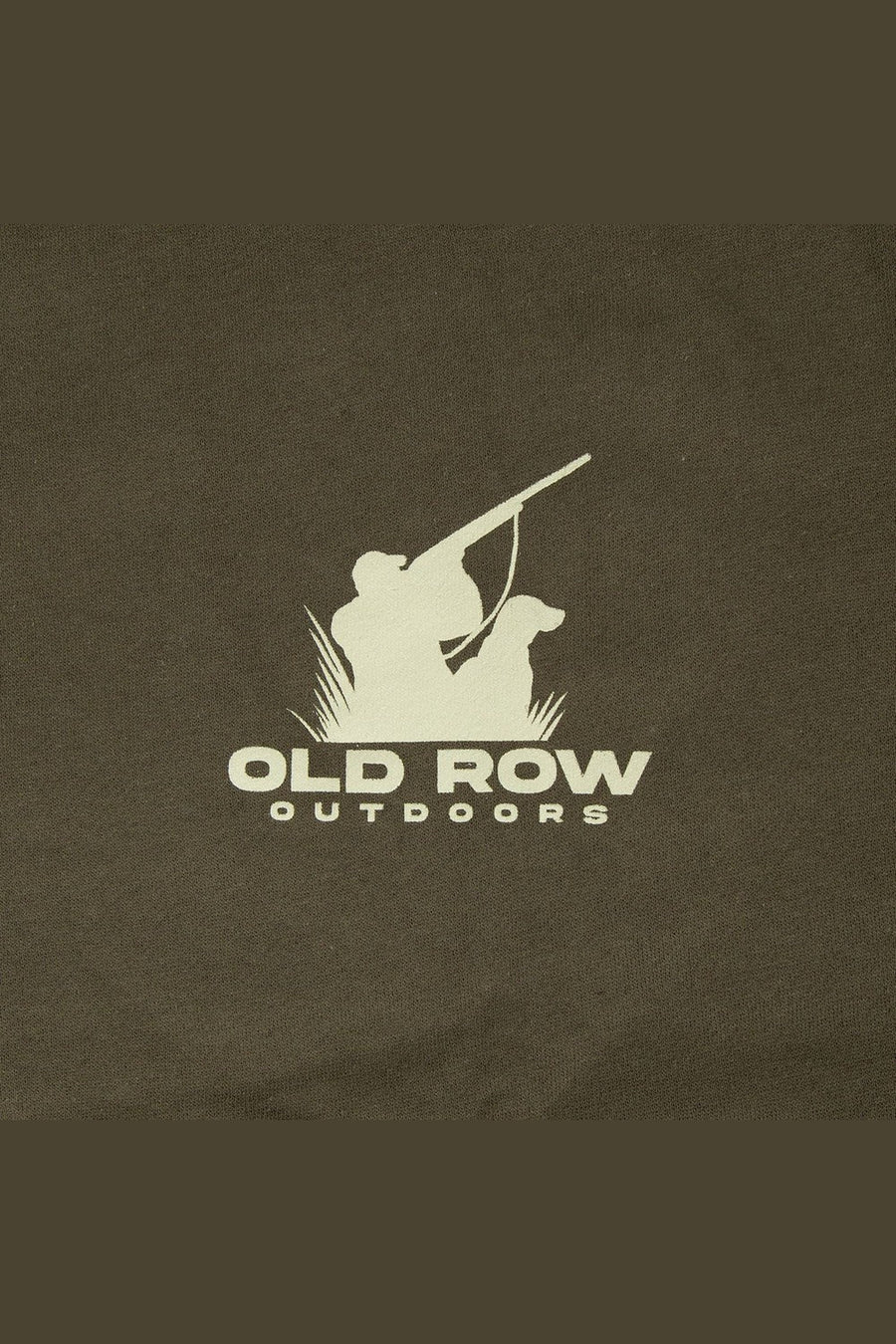 Old Row Outdoors The Duck Dog 80s Camo Crewneck in Army – front detail
