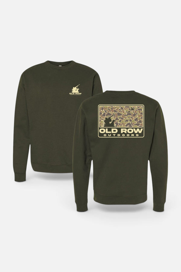 Old Row Outdoors The Duck Dog 80s Camo Crewneck in Army