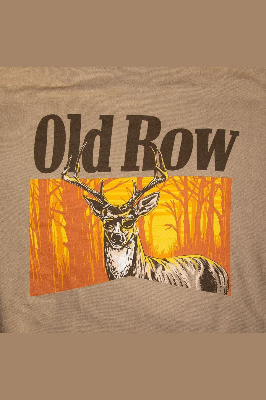 Old Row Outdoors The Smoking Buck Pigment Dyed Premium Hoodie in Sandstone – back print detail