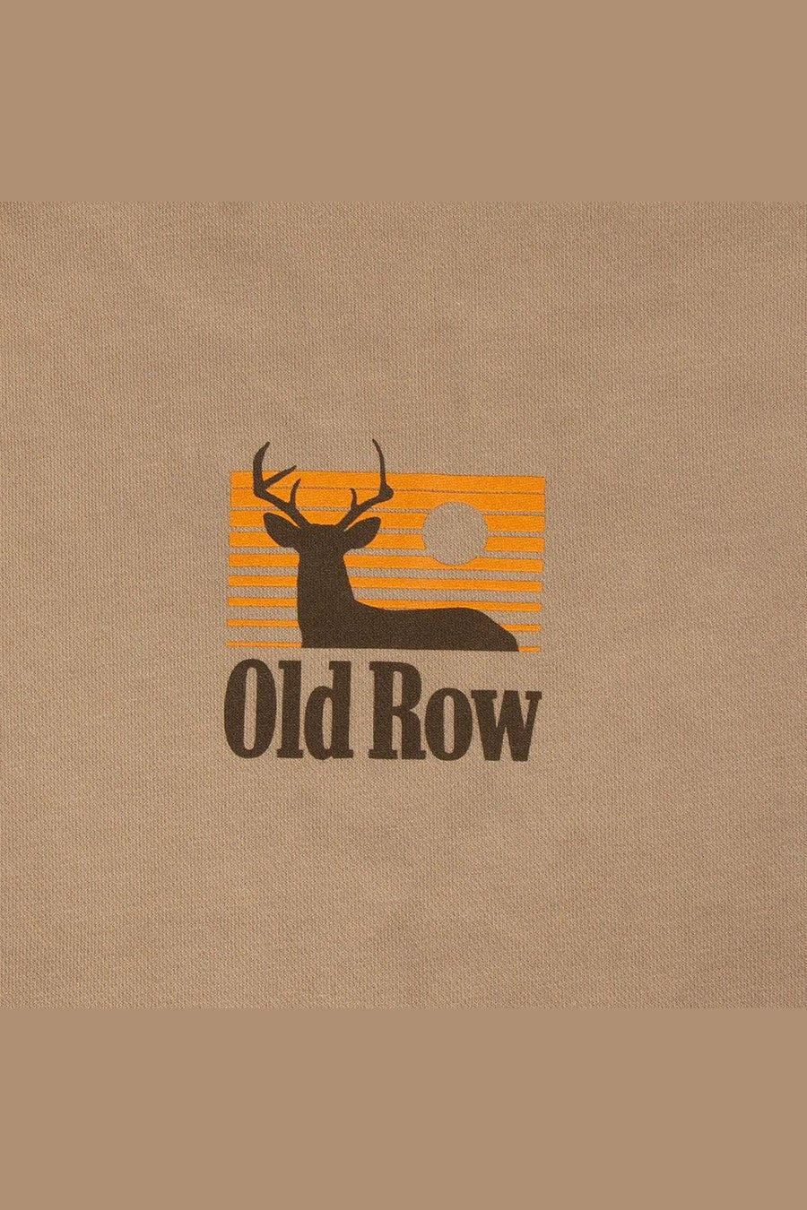 Old Row Outdoors The Smoking Buck Pigment Dyed Premium Hoodie in Sandstone – front detail