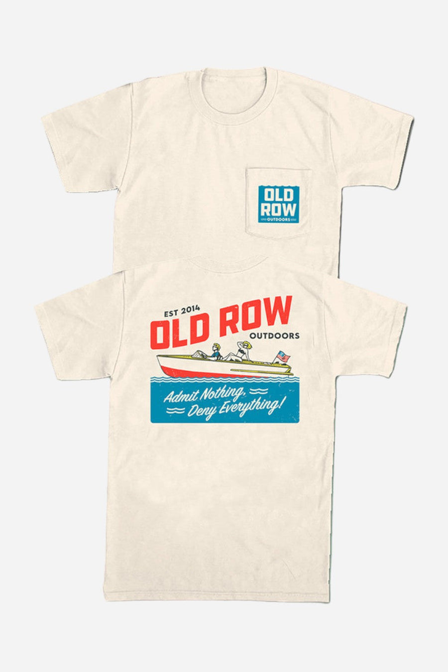Old Row Outdoors Vintage Boat Pocket Tee in Ivory – front view