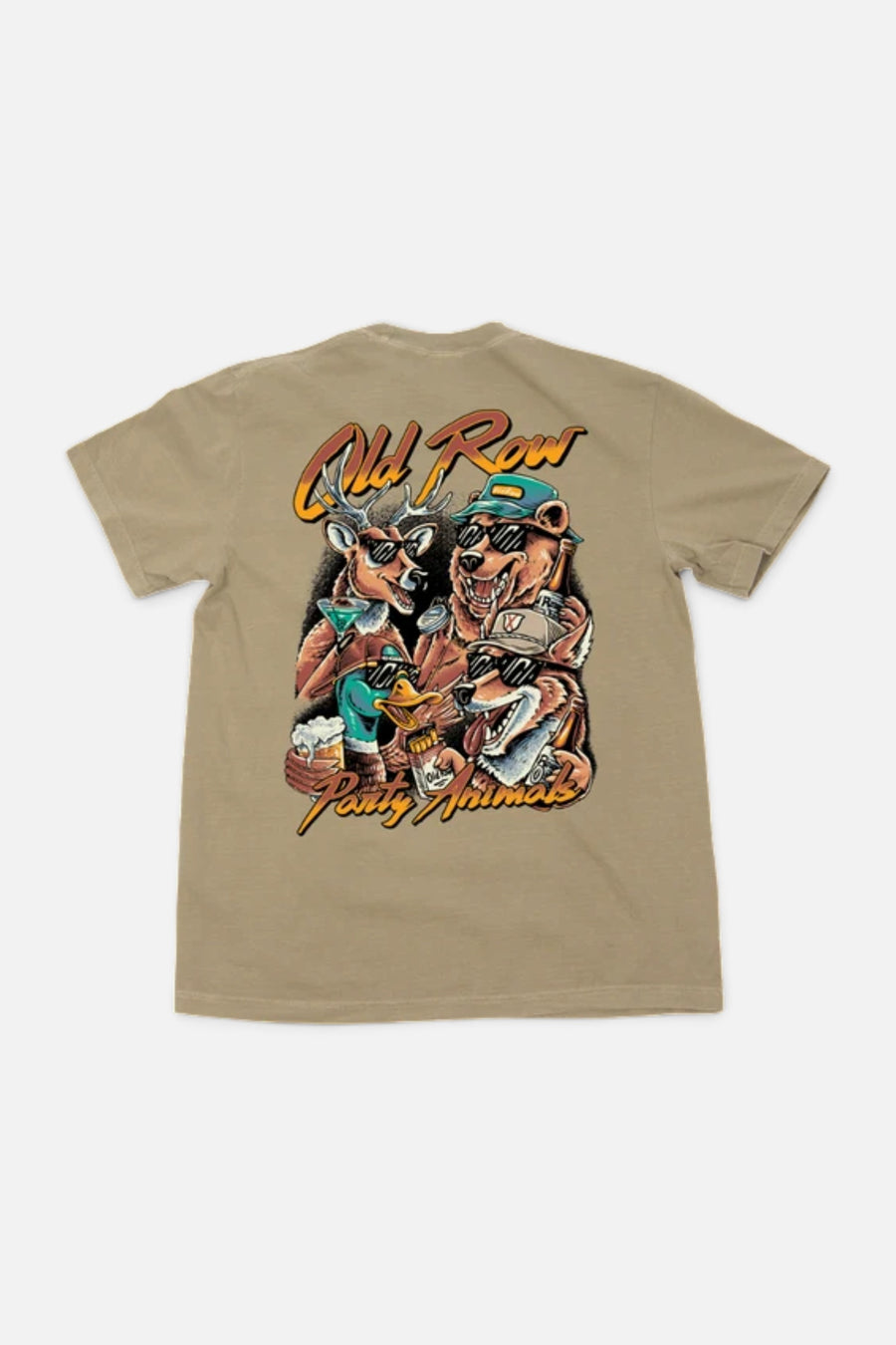 Old Row Party Animals Pocket Tee in Khaki – back view