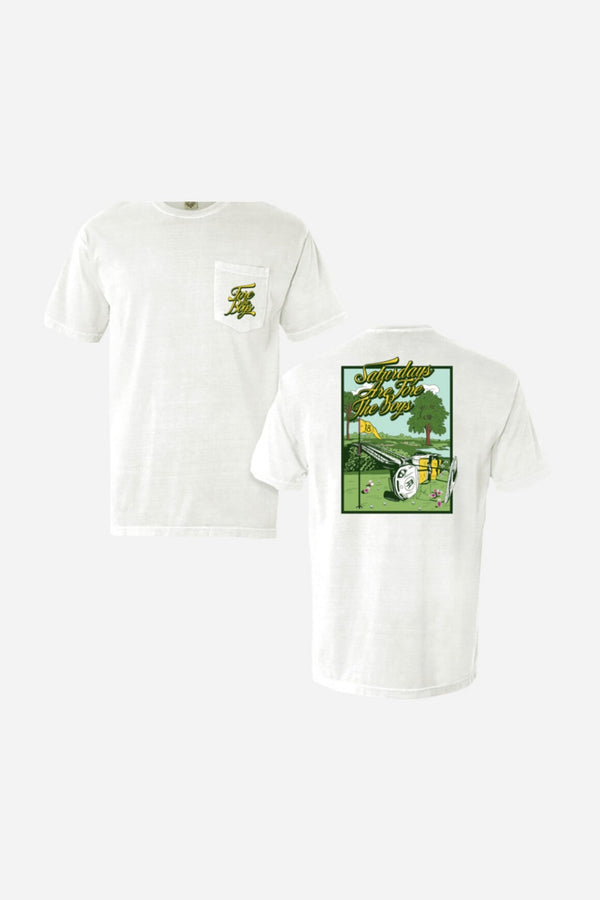 Old Row Saturdays Are for The Boys Gold Cart Pocket Tee in White