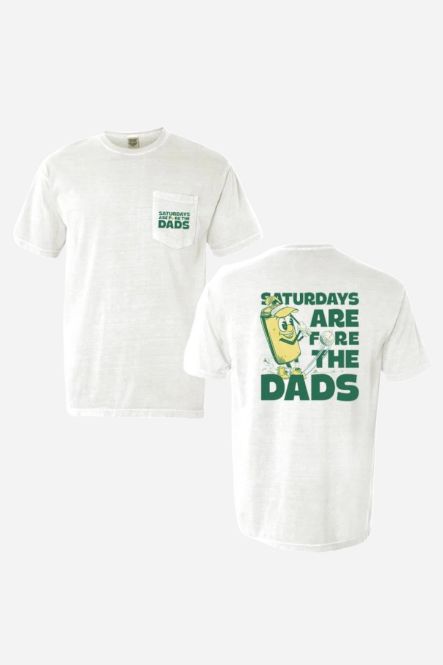 Old Row Saturdays Are Fore The Dads Golf Pocket Tee in White – front view